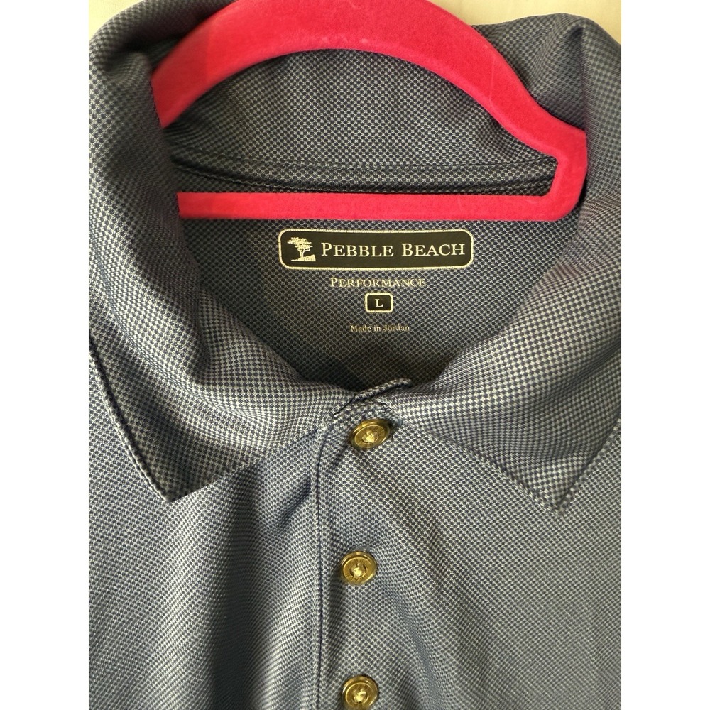 Pebble Beach Performance Mens Polo Shirt Large Navy Blue Golf - Picture 4 of 4
